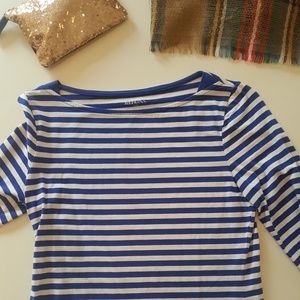 Merona blue white striped medium shirt EUC